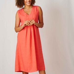 Magaschoni Women's Orange V- neck Sleeveless Fit & Flare Dress Size Small